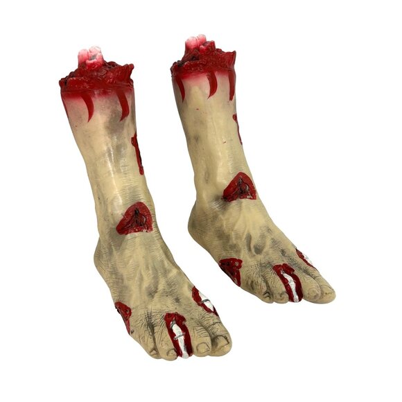 Zombie Feet Set of 2 Halloween Props Vtg Haunted House Life-Size Bloody Seasons - Picture 1 of 7
